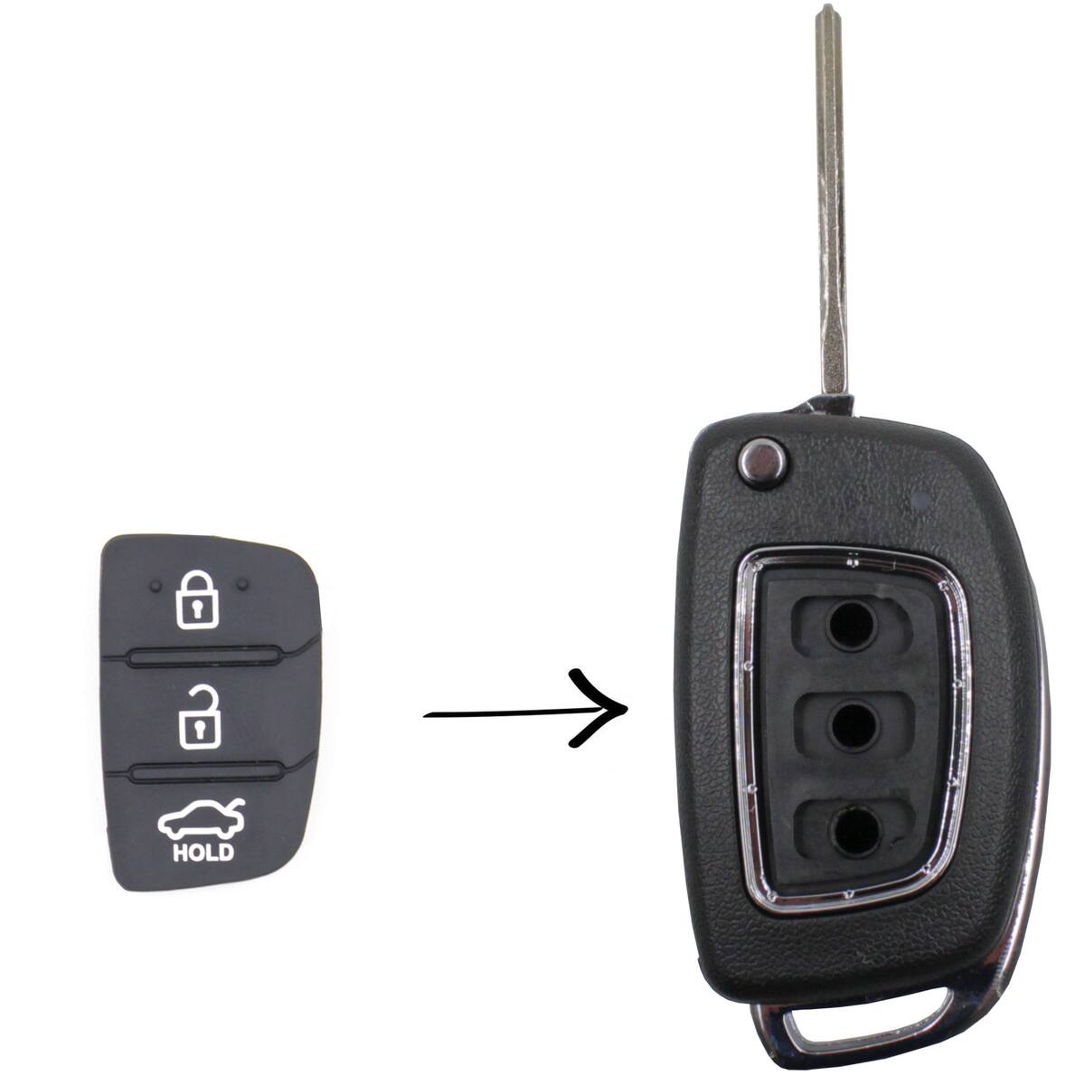 To Suit Hyundai i40 Sante Fe 4 Button Flip Key Replacement Rubber